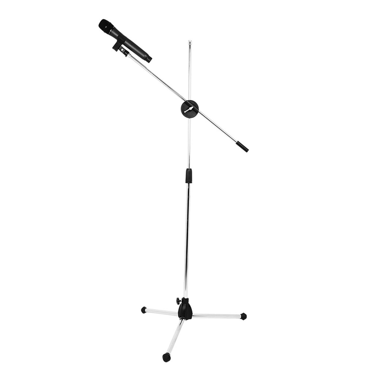 Supporto per microfono a treppiede, clip per microfono pieghevole, facile da riporre, nessun cedimento durante le esibizioni, bloccaggio con