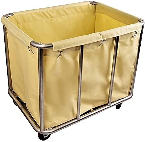ZTCHSENZT Carritos Móviles Bolsas Extraíbles con Cesta Clasificador Rodante Cesta De Acero Inoxidable,Beige