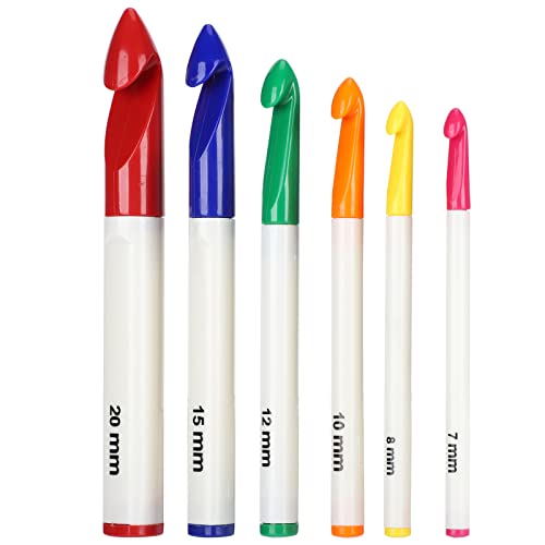 6Pcs Crochet Hook Set with Ergonomic Handles Thick Needles DIY Craft Accessories for Women