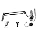 Tree New Bee Microphone Stand With Suspension Boom Scissor Arm Stand with 6 inch large Mic Round Shape Wind Pop Filter Mask Shield Black (TNB-ARM01)