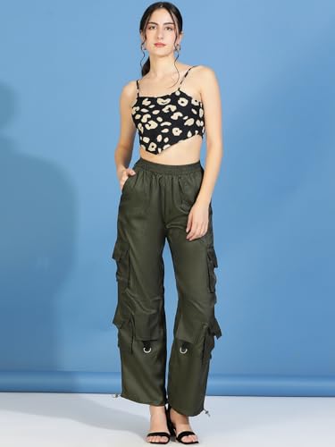 Image of KOTTY Women's High Rise Relaxed || Straight || Joggers Fit Cargo's for Pants || Trousers