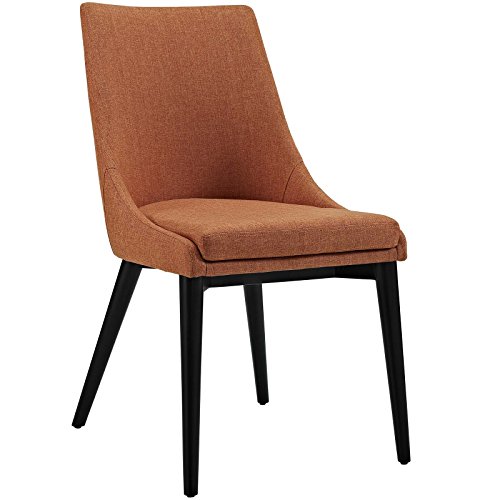 Image of Modway Viscount Mid-Century Modern Upholstered Fabric Kitchen and Dining Room Chair in Orange