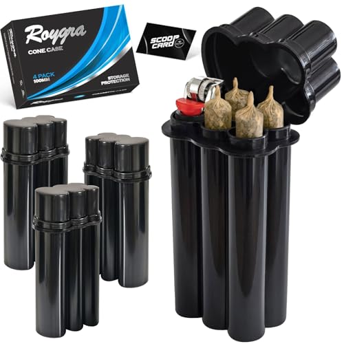 (4 Pack) King Size Pre-roll Cone Holder Case, 4-Hole...