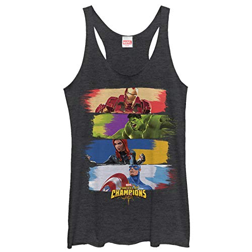 Débardeur dos nageur Marvel Classic True Colors noir chiné pour femme en taille XS