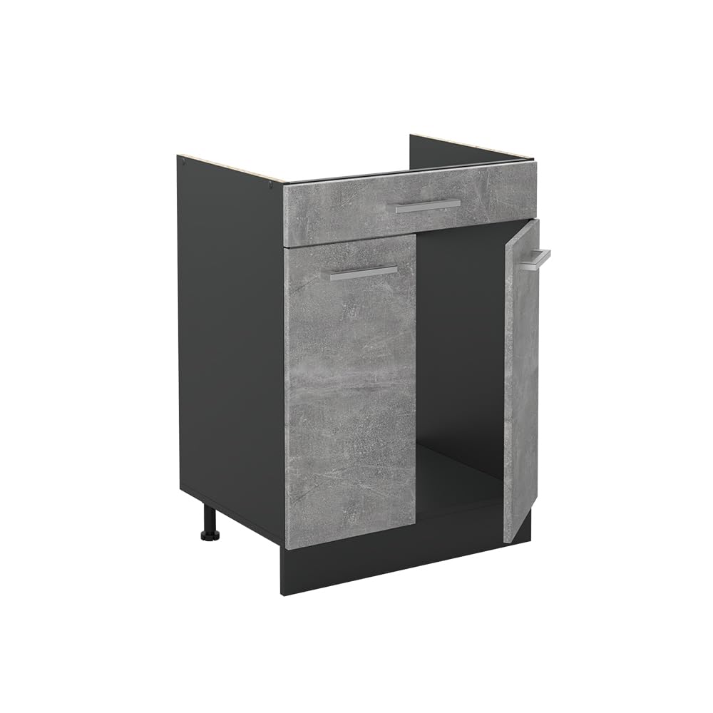 Vicco Meuble Bas de Cuisine R-Line, Béton/Anthracite 60 cm
