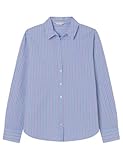 Springfield Light Poplin Striped Blouse with Lapel Collar Blusa Ligera, Azul, 38 para Mujer