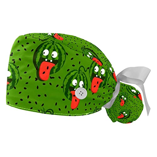 Chapeaux bouffants pastèque JDEZ : lot de 2 casquettes de travail ajustables mixtes