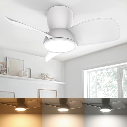 Ventilador de Techo con Luz, Ø76CM, LED Regulable 3CCT (3000K-400...