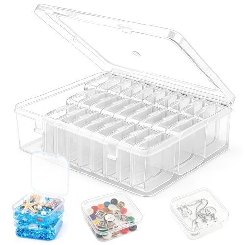 Tmefoy 30 Piezas Cajitas Organizadoras, Cajas Almacenaje Plastico Pequeñas con Tapa, Caja Organizadora de CuentasTransparente para artículos pequeños, como pendientes, anillos