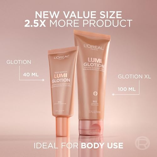 L’Oréal Paris True Match Lumi Glotion, Highlighter, Natural Glow Enhancer for Face & Body, Makeup, Instantly Hydrates and Illuminates Skin, Sheer Color Tint, Offers a Sunkissed Glow, 903 Medium, 40 mL - 4