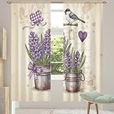 Chintiz Cortinas traslúcidas de 78 pulgadas de largo, diseño de pájaro...