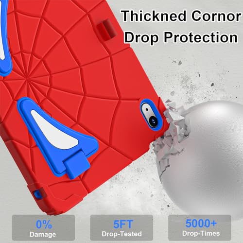 Case for iPad 10th Generation Case 10.9 Inch 2022 10th Gen/iPad A16 11th Generation 11 Inch 2025 Cover with Pen Holder Screen Protector Strap Thickned Cornor, Red Blue