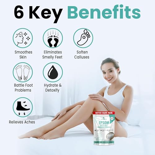 Image of Upgraded Epsom Salt for Foot Soak & Bath 890G - Relieves Aches & Pain | Natural Epsom Salt for Bath, Detox & Relaxation | Muscle Pain Relief Bath Salt - Reduces Soreness, Swelling, Stress & Cramps