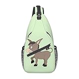 SSIMOO Cartoon Hippo Vielseitiger Reise-Wanderrucksack, Outdoor, Radfahren, Brusttasche, Schultertasche, Freizeitrucksack, Cartoon Esel, One size