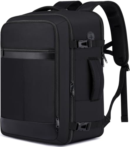 Image of Large Travel Backpack for Men,Airplane Approved Carry On Backpack Suitcase with Shoe Pouch, Luggage Bag TSA 17.3inch Laptop Mochila Flight Approved Casual Daypack Bookbag Travel Essentials,Black