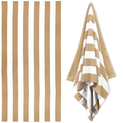 HENBAY Large Oversized Beach Towel - 35 x 70 Inch Microfiber Pool Towel, Chiffon Striped Quick Dry Cabana Swim Towel