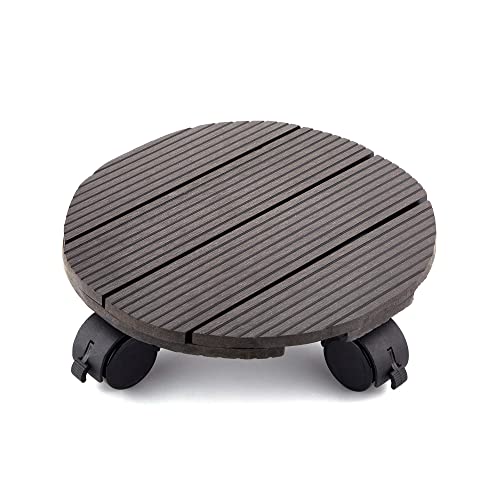 Pandahome 2 Pack Of 12 Inch Wpc Plant Caddy With 4 Lockable Wheels, Heavy Duty Tree Flower Pot Mover, Indoor & Outdoor Holds Up To 180 Lbs Sturdy Design (Round, Charcoal) #TOP7