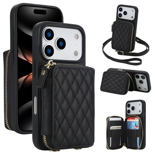 Étui compatible avec iPhone Xs Max en cuir noir à rabat et fermeture éclair