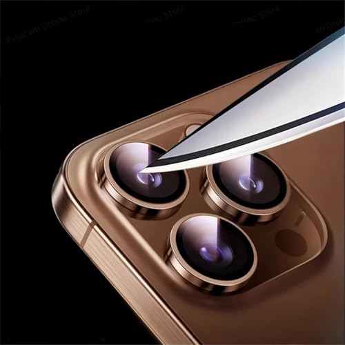 Image of PreCure Compatible for iPhone 16 Pro /iPhone 16 Pro Max Camera Lens Protector, Ultra-HD Tempered Glass Camera Cover Screen Protector Metal Individual Ring Protector Accessories, Desert Titanium