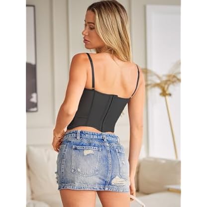 Dealmore Corset Tops For Women Going Out Lace Mesh Date Night Fall Fashion Outfits Clothes Crop Cute Party Strap Tank - Image 4