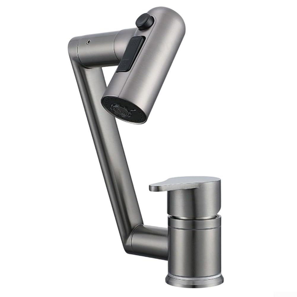 SOHNVWTGD Low-Profile Bathroom Sink Faucet, Hot Cold Water Household Bathroom Sink Washbasin Hand Basin Stainless Steel 3-Speed No Inlet