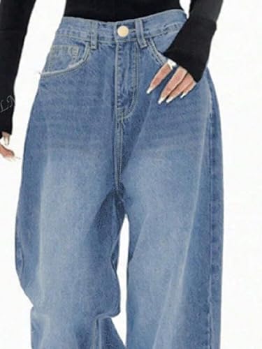 Image of KOTTY Women's Wide Leg Denim Jeans | Relaxed Fit High Waist Stylish Jeans