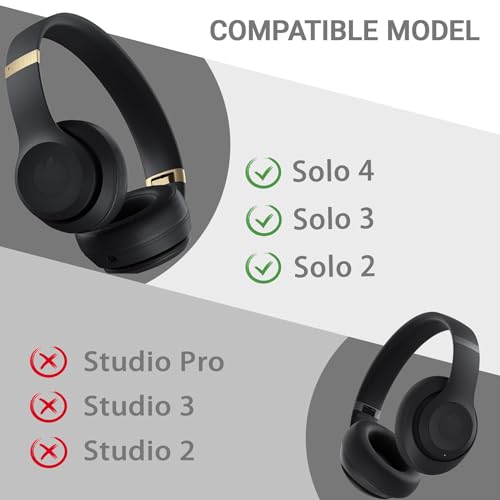 Cubiertas de almohadillas para Beats Solo 4, cubiertas de silicona lavables para sudor para auriculares inalámbricos Beats Solo 4 y Solo 3 On-Ear (Negro) miniatura 2