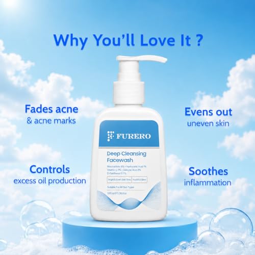 Image of Deep Cleansing Hydrating Face Wash for Oily, Acne-Prone & Dull Skin | 2% Salicylic Acid, 6% Niacinamide, Hyaluronic Acid & Vitamin C | Oil Control, Brightening & Pore Cleansing Face Cleanser for Men & Women | 100 ml