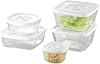 iwaki PSC-MP-5W1 Heat Resistant Glass Sealed Container, White, Square Shape, 5-Piece Set, Sealed Pack & Range