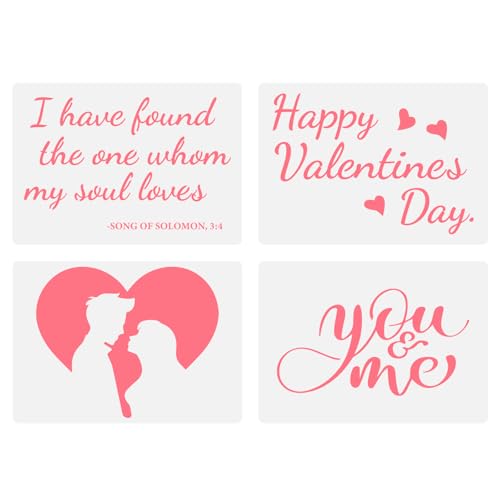 You&Me Cookie Stencil, Wedding Cookie, Cookie Stencil, Couple Stencil, Valentines Day Stencil 4 Pack Stencil,Plastic Biscuit Cake Stencil,Baking Craft Drawing DIY Art Decor Royal Icing stencil A4 Size