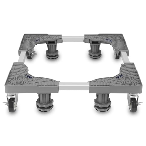 MEKOTRIN Washing Machine Stand with Wheels, Movable Height Adjustable Base for Washing Machine, Multi-functional Appliance Stand for Washing Machine Dryer Refrigerator Freezer