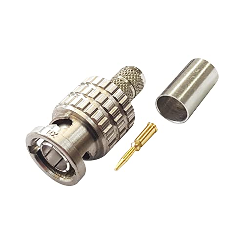 Image of MX HD-SDI BNC Male Connector Crimping Type RG-6 Pin Gold Plated use for Ham Radi RF Work CCTV Integraters Audio Video Solution Providers etc Pack of 10