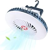 Combo de ventilador y linterna: Este farol camping tiene dispone de 3 modos de ventilador y 2 modos de iluminación, el ventilador y la luz se controlan por los botones separados, puedes trabajar juntos o trabajar por separado, ilumina tu tienda de campaña o campamento en la oscuridad