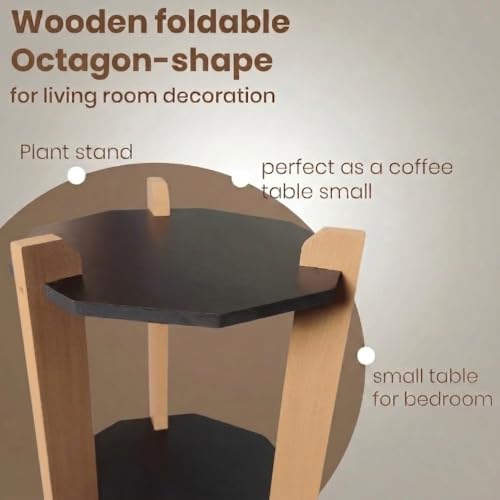 Image of Modern Octagon Side Table, Home Decor for Living Room, Bed Side Tables for Bed Room, stools for Home, Furniture for Home, 2-Tier Beige Shelves
