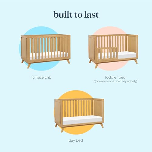 DaVinci Otto 3-in-1 Convertible Baby Crib - GREENGUARD Gold Certified Wooden Convertible Crib to Toddler Bed & Daybed - Baby Bed with 4 Adjustable Mattress Heights & Easy to Assemble - Honey - Image 6