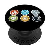 Gloomhaven Elements Símbolo Fuego Hielo Aire Tierra Luz Oscuro PopSockets PopGrip Adhesivo