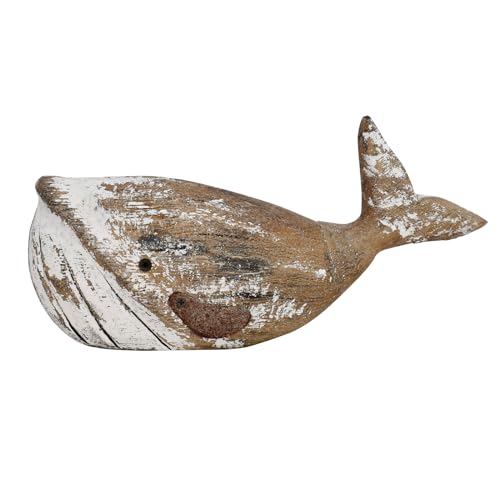 Estatua rústica de ballena de madera para decoración miniatura 1