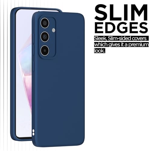 Image of Outlouders Back Cover for Samsung Galaxy A35 5G | Camera Protection | Durable Soft Matte Silicone Bumper Case (Blue)