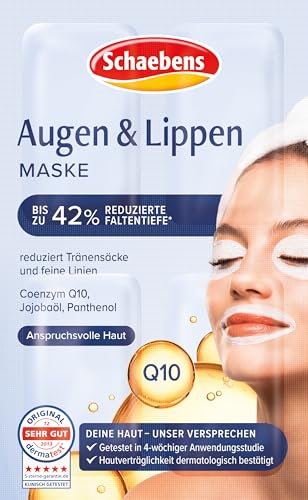 Schaebens Augen & Lippen Maske reduziert Falten, glättet und strafft mit Jojobaöl, Q10 und Panthenol für alle Hauttypen (Verpackung kann variieren)