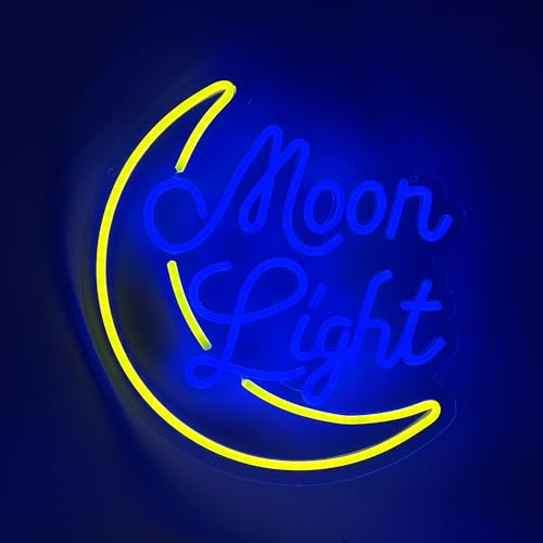 Image of Moon Neon Sign Moon Neon Light Led Signs for Bedroom Wall Decor Kids Room Living Room Party Decoration