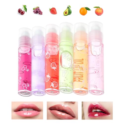 minkissy 6pcs Lip Gloss Set Fruit Flavored Moisturizing Lipsticks Transparent Lip Plumper Lip Enhancer Keep Your Lips Moisturized and Plumper