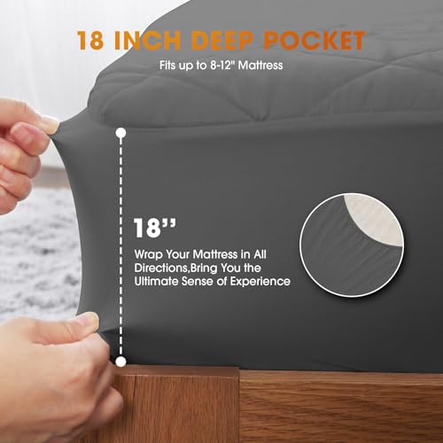 Heated Mattress Pad Queen Size,Dual Controller Electric Mattress Pad with Preheat Functions,Bed Warmer with 12 Heat Settings & 1-12 Hours Auto Shut Off,Machine Washable(60"x80",Grey)