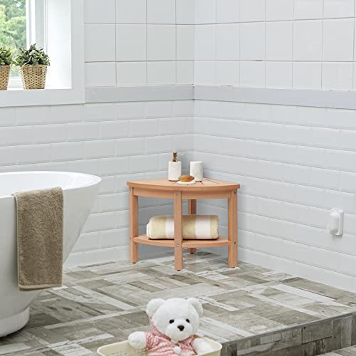 Acuel Poly Lumber Shower Bench, Corner Shower Stool With Non-Slip Feet, Storage Shelf, Waterproof Shower Bench For Bathroom Living Room 17 ¾"×17 ¾"×18 ½" #TOP4