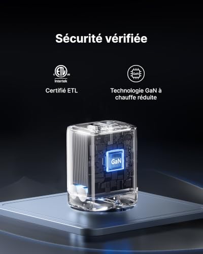INIU Chargeur USB C, 30W 2-Port Prise GaN Charge Rapide avec 60W Câble – vue 7