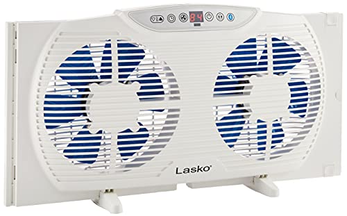 Lasko W09560 Bluetooth Enabled Twin 9-Inch Window Fan with Independent Electrically Reversible Intake & Exhaust Motors with Thermostat and Timer for Bedroom Indoor Home Use, White by Lasko - Image 4