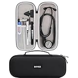 BOVKE Carrying Case for 3M Littmann Classic III Stethoscope - Extra Room for Taylor Percussion Reflex Hammer and Reusable LED Penlight, Black