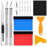 Hengxinchen 19 Stück Rakel für Folie,Folierungs Werkzeug Kit,Rakel Set für Tönungsfolie Auto,Folierungs Werkzeug Set für Wrap Auto,2 Filzrakel Rakel, Präzisionsmesser, Messer mit 10 Klingen