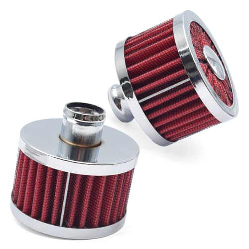 Dusledel Car Air Filte High Flow Vent Valve Cover Breather Filter Universal Vehicles Cold for 23mm Air Intake Vehicle Replacement Parts (2 Pcs-Red)