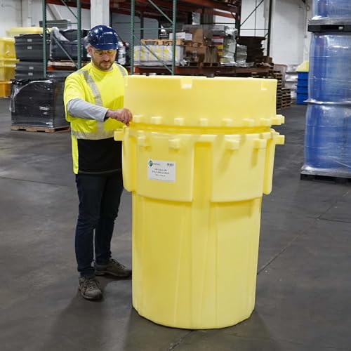 Enpac 180 Gallon Poly-Overpack Salvage Drum, 100% Polyethylene, Screw on Lid, UN/DOT/OSHA/EPA Compliant, Made in the USA, Yellow - Thumbnail 2