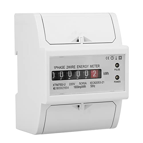 Compteur électrique Numérique 220V, pour Mesure D'énergie sur Rail Din monophasé à 2 Fils 4P, Compteur électrique monophasé (5(30) A)